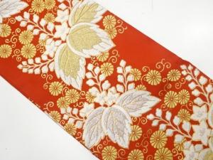 アンティーク　菊唐草に桐模様織り出し名古屋帯（着用可）